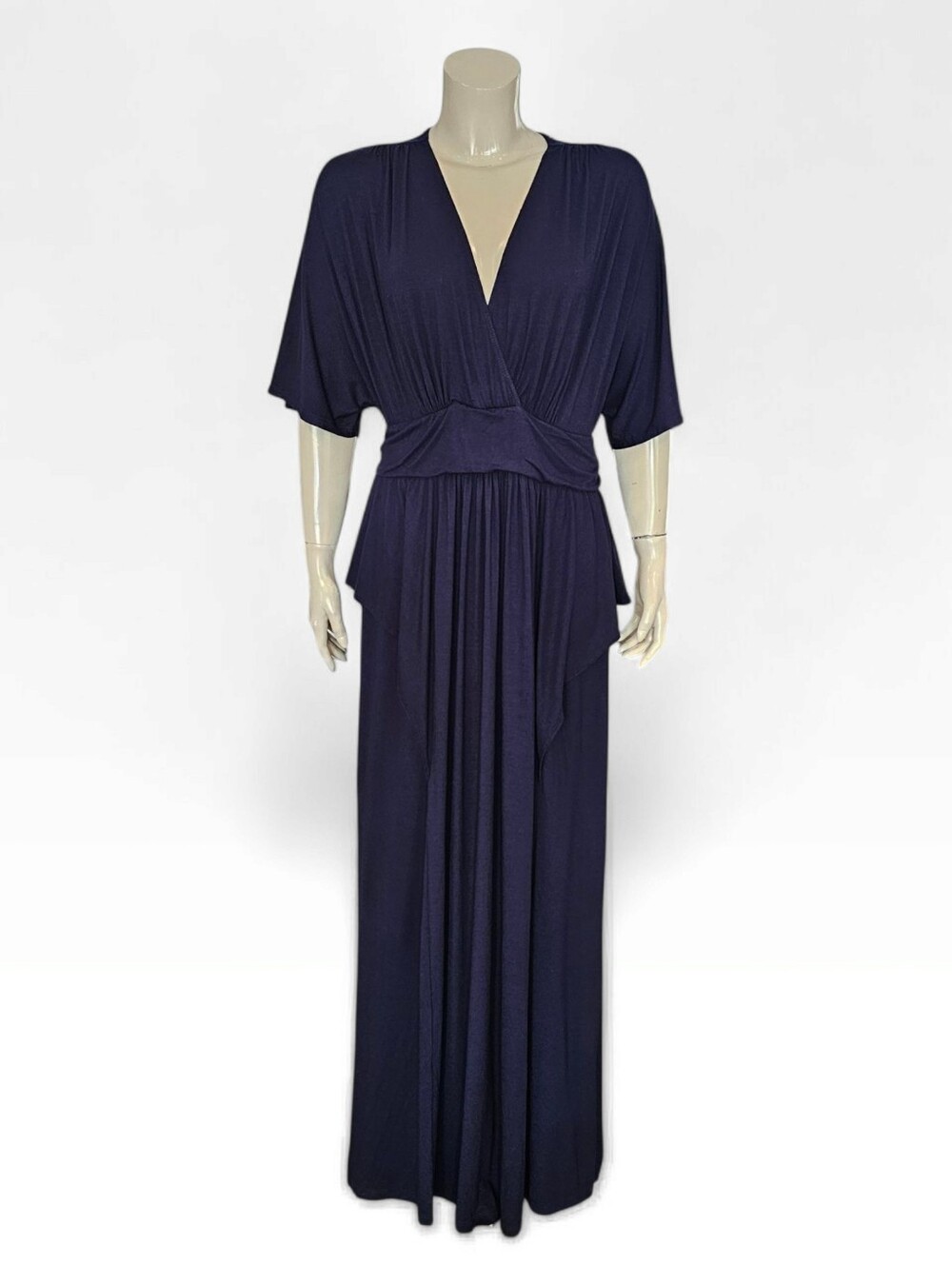 KIYONNA Women Indie Flair Plus Size 2X Rayon Stretch Maxi Dress in Navy Blue